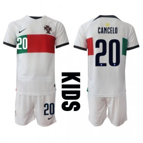 Portugalia Joao Cancelo #20 Koszulka Wyjazdowych Dziecięca MŚ 2022 Krótki Rękaw (+ Krótkie spodenki)